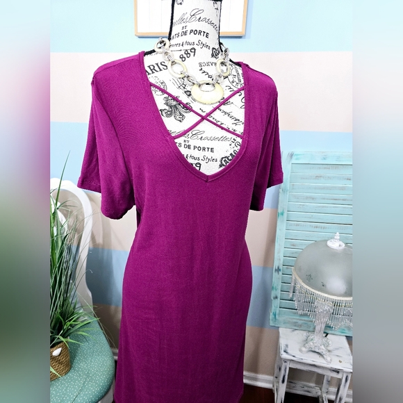NWT Just Be Plus Size Strappy Tunic in Magenta - Picture 4 of 8